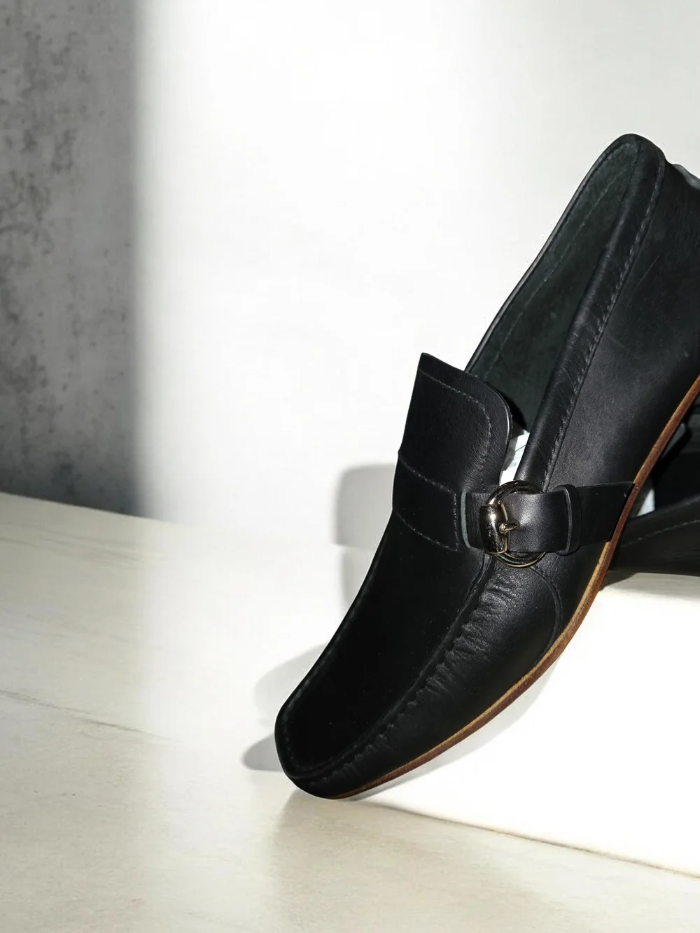 Gucci Black Leather Slip-On Loafers